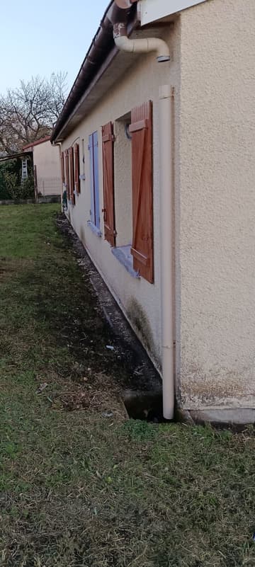 Avant travaux : pelouse et terre le long de la façade